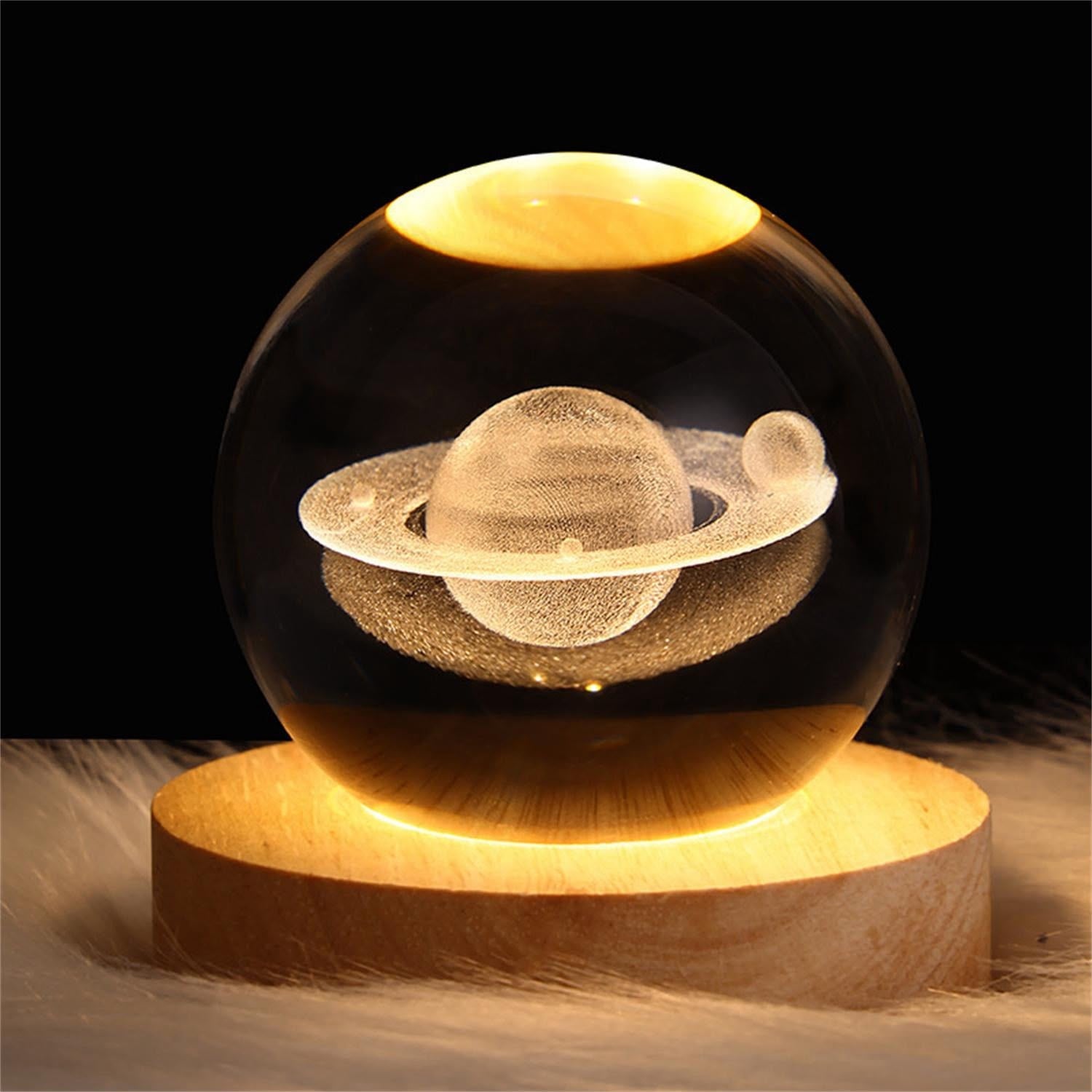 3D Crystal Saturn Planet Night Lamp and Box Packing
